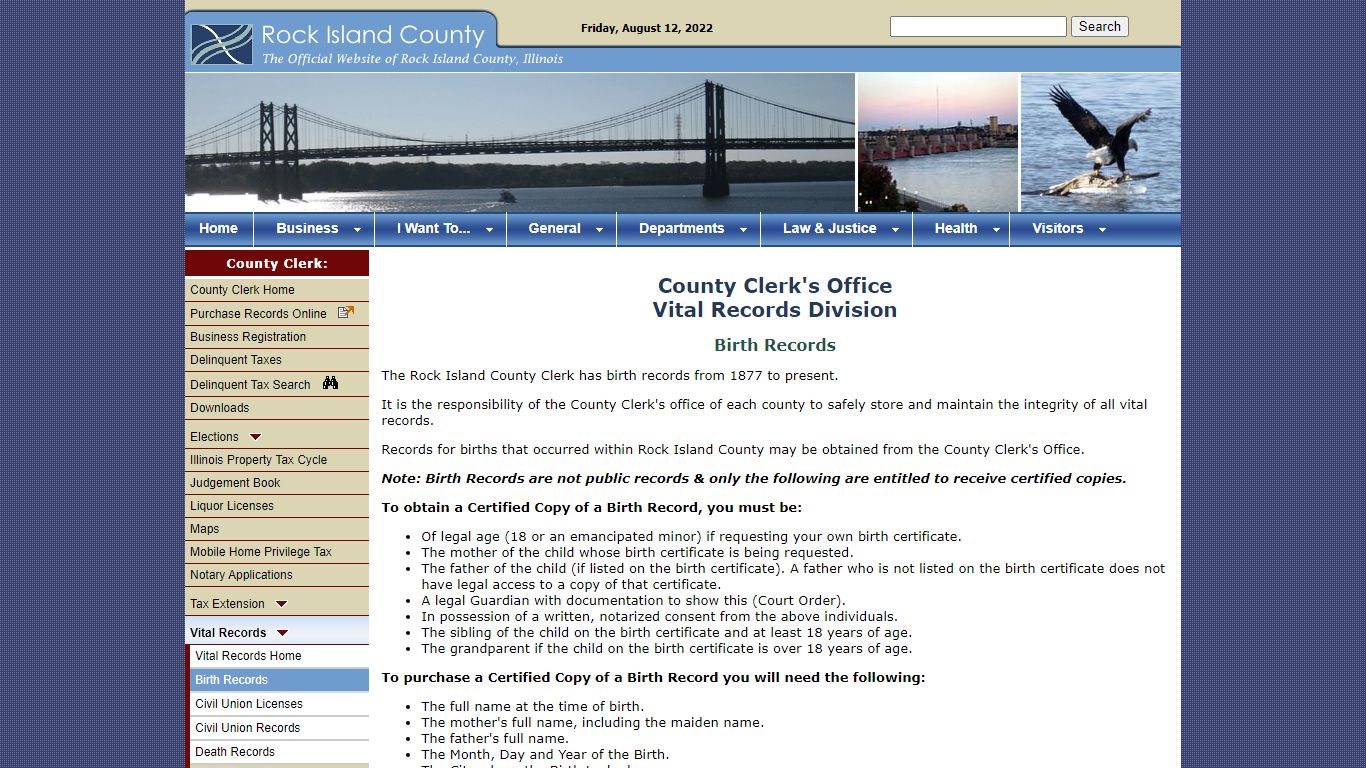 Rock Island County Clerk - Vital Records - Birth Records