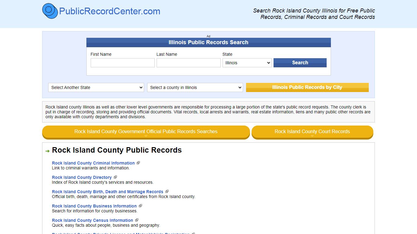 Rock Island County Illinois Free Public Records - Court ...